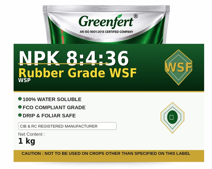 Greenfert NPK 8:4:36 Rubber Grade WSF — WSF packaging bag