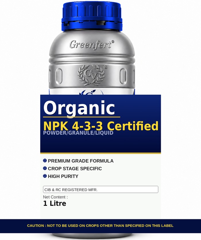 Greenfert Organic NPK 4-3-3 Certified — CERTIFIED packaging bag