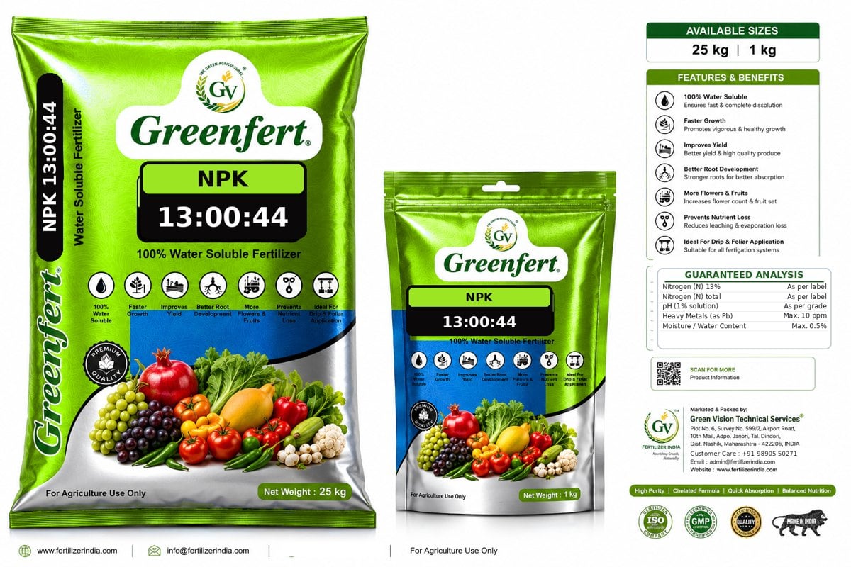 Greenfert Potassium Nitrate 13-0-44 Water Soluble packaging