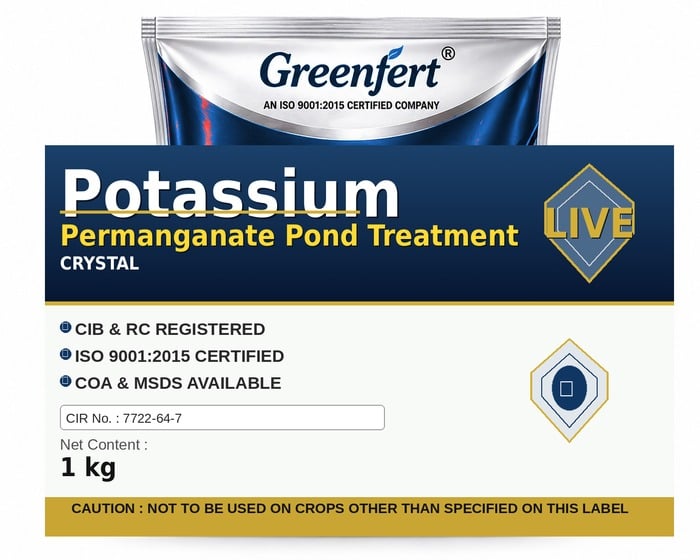 Greenfert Potassium Permanganate Pond Treatment — TREATMENT packaging bag