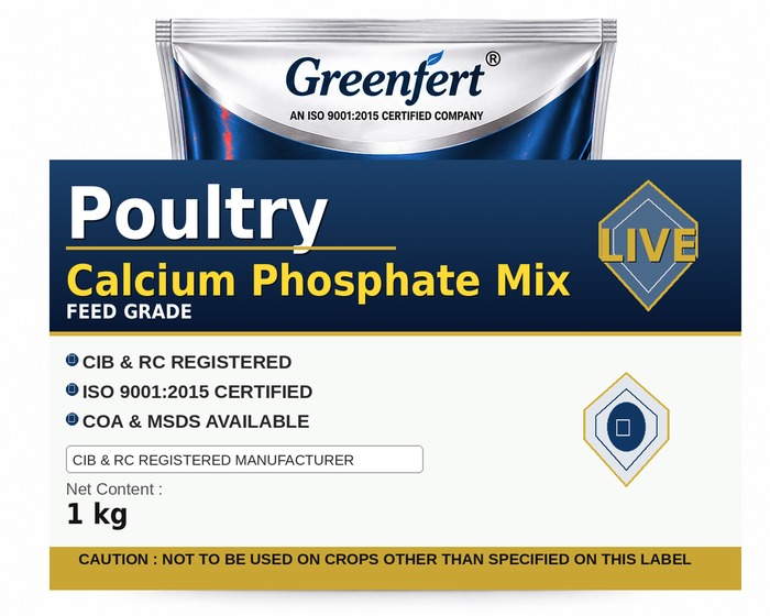 Greenfert Poultry Calcium Phosphate Mix — bottle packaging