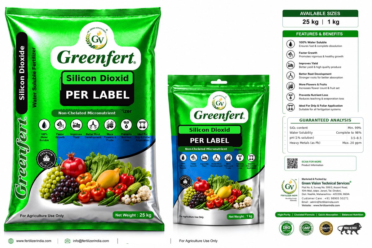 Greenfert Silicon Dioxide 99% Food/Agri Grade packaging