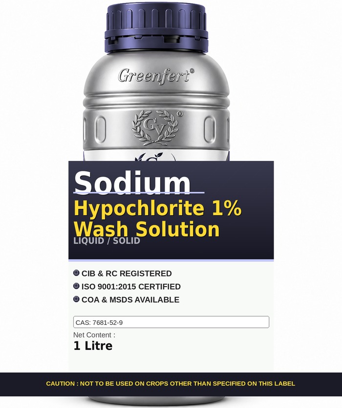 Greenfert Sodium Hypochlorite 1% Wash Solution — SOLUTION packaging bag