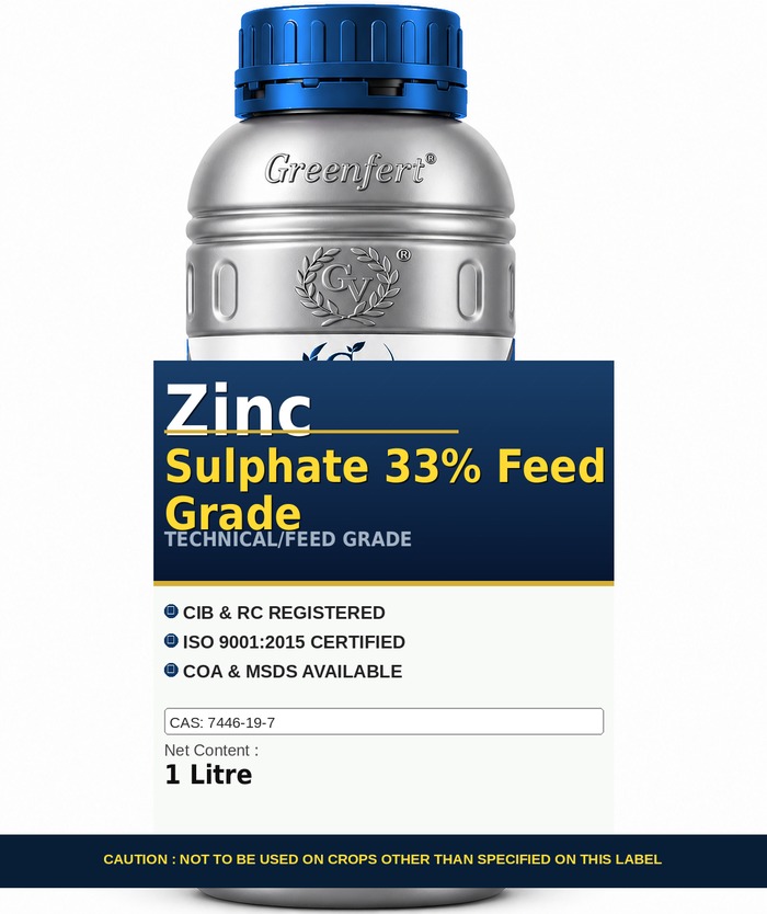 Greenfert Zinc Sulphate 33% Feed Grade — technical grade jar